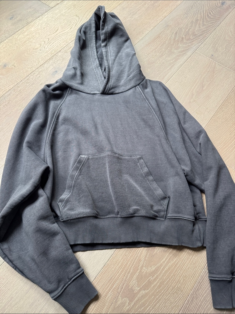 aerie Charcoal Gray Hoodie & Sweatpants Set with Distressed Accents - Picture 2 of 14
